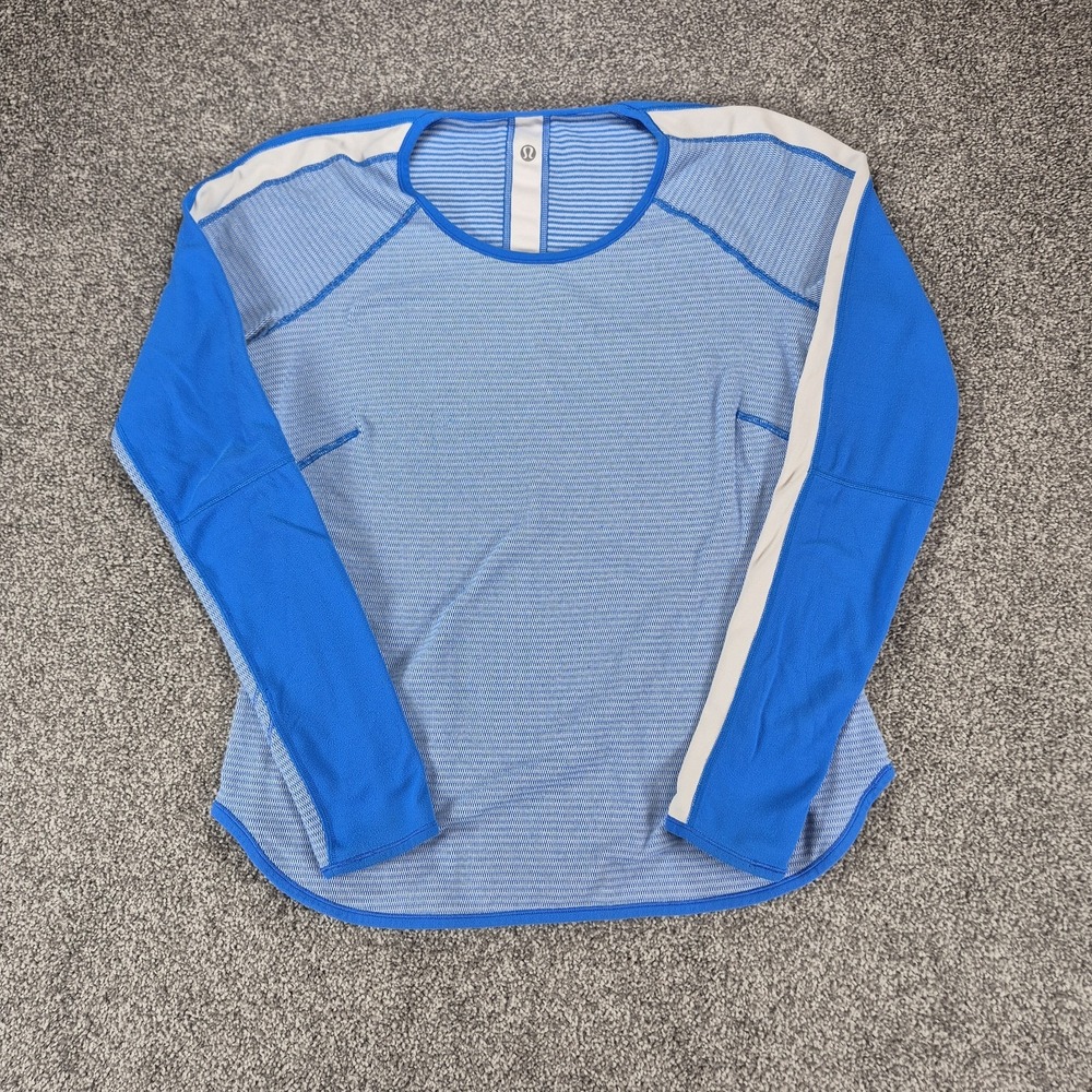 Lululemon Runder Under Long Sleeve Reversible Shirt Womens Medium Blue
